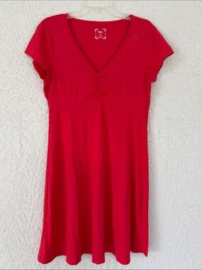 Bass Red Cotton summer dress a-line style size M